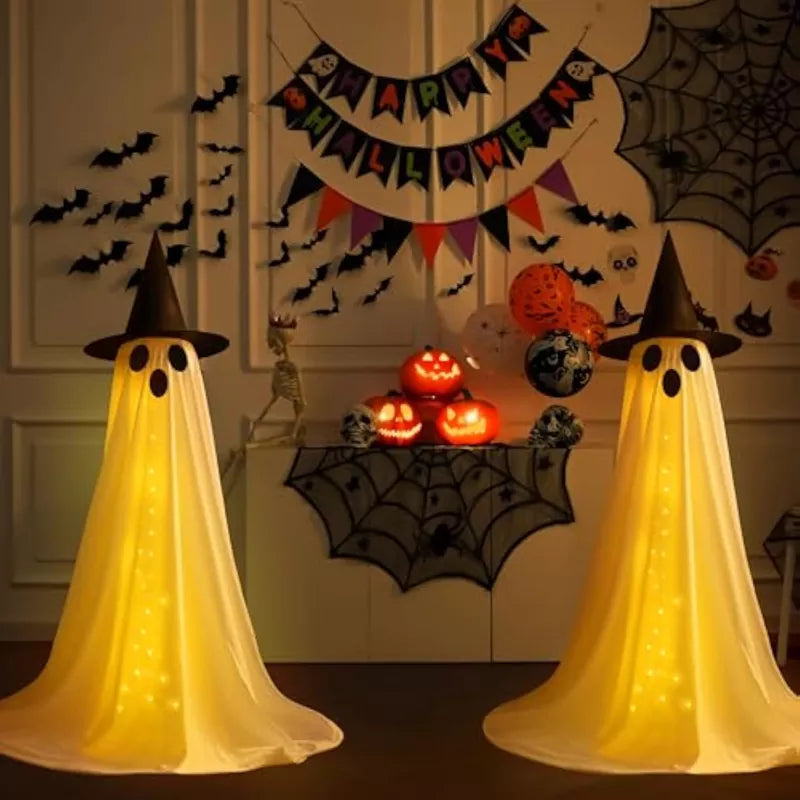 Spooky Ghost Decor with Remote Control String Lights 2Packs