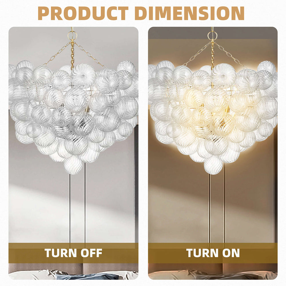 Talia Style Bubbles Chandelier Clear Ball Swirled Texture D36" X H38"-T4