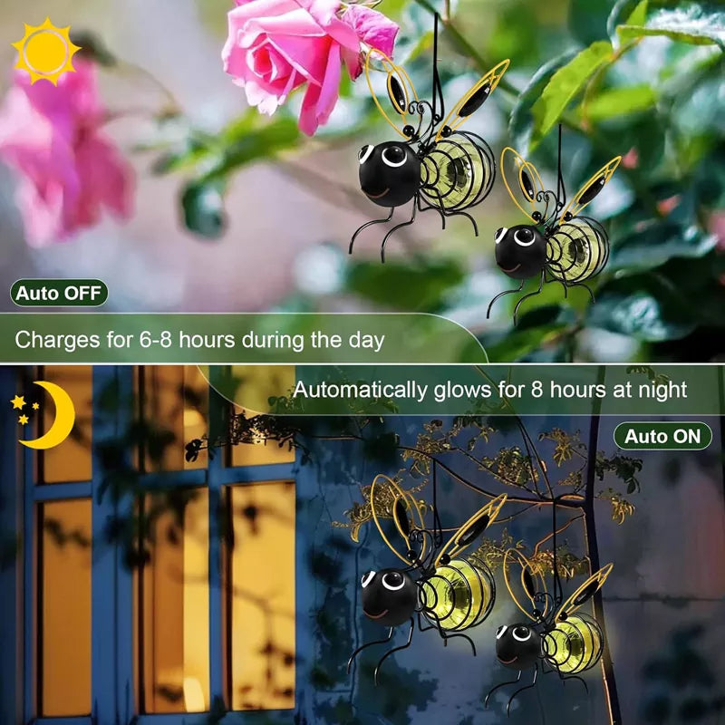 Hanging Bee Solar Garden Lights Decor for Outside （2 PCS）