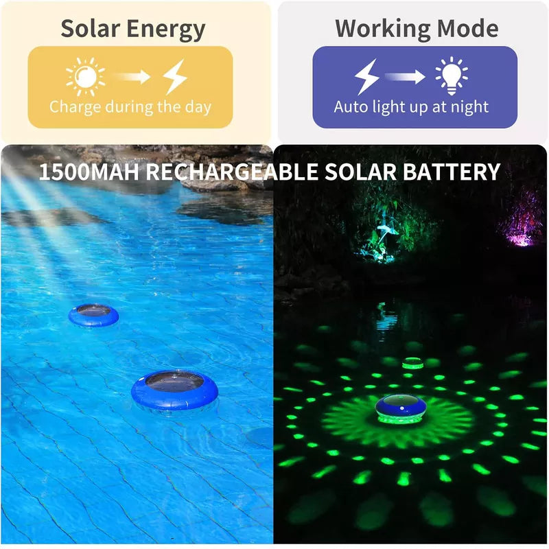 IP68 Waterproof LED Solar Pool Lights That Float (2PCS)