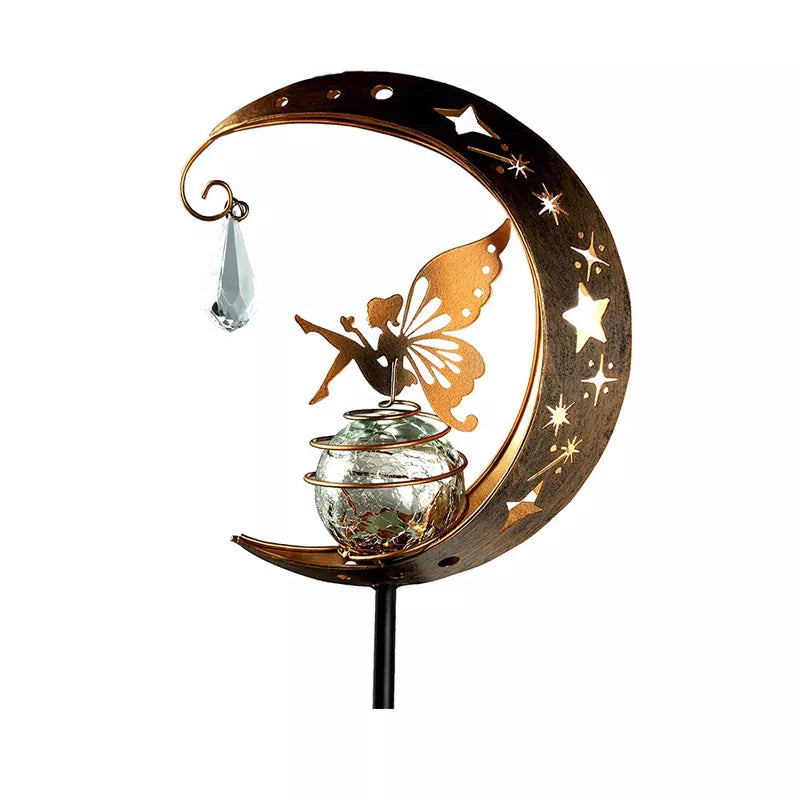 Fairy Moon Figurine Light Stake Solar Garden Statue