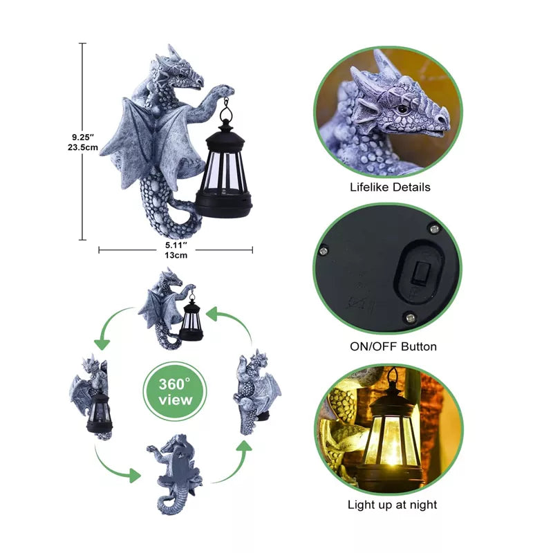 Dragon Tree Hugger with Solar Lantern Light for Outdoor Garden Decor