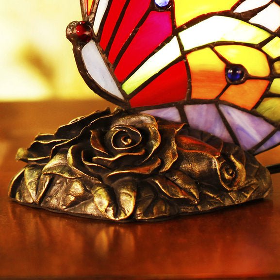Butterfly Night Table Lamp Tiffany Style Bedroom Bedside Feeding Bar Decoration - ktvhomes