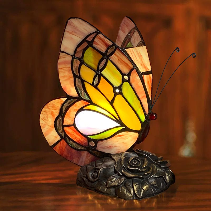 Butterfly Night Table Lamp Tiffany Style Bedroom Bedside Feeding Bar Decoration - ktvhomes