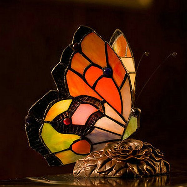 Butterfly Night Table Lamp Tiffany Style Bedroom Bedside Feeding Bar Decoration - ktvhomes