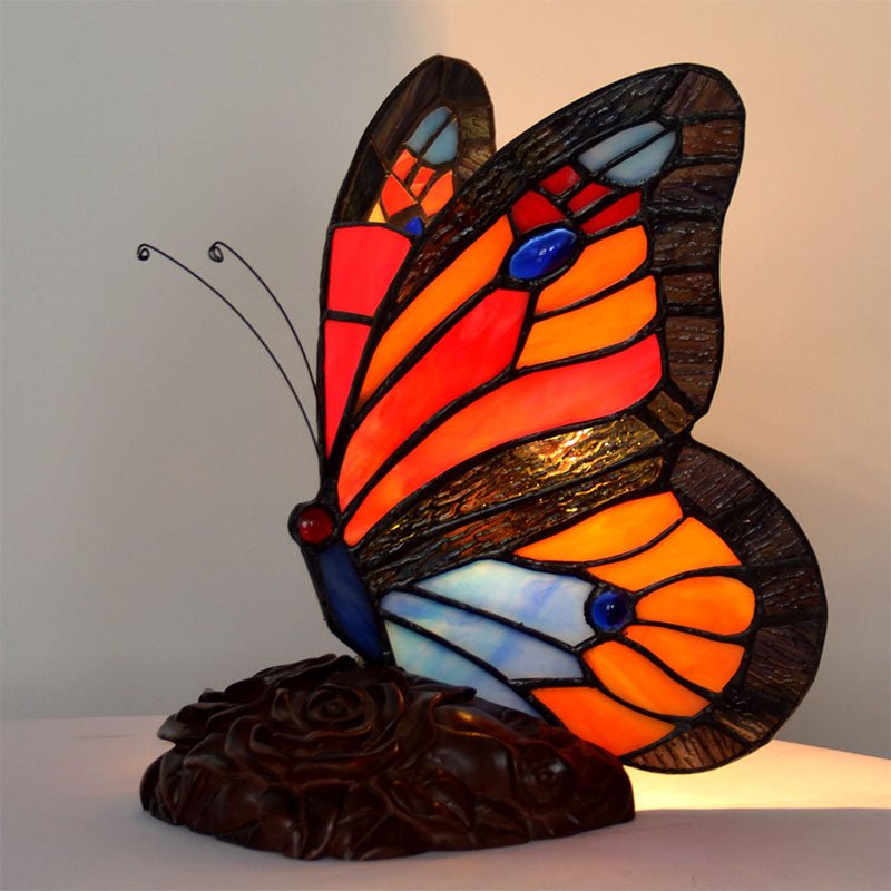 Butterfly Night Table Lamp Tiffany Style Bedroom Bedside Feeding Bar Decoration - ktvhomes