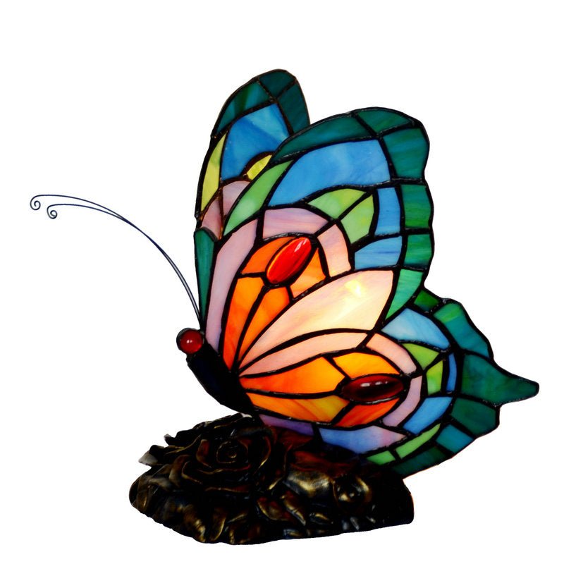 Butterfly Night Table Lamp Tiffany Style Bedroom Bedside Feeding Bar Decoration - ktvhomes